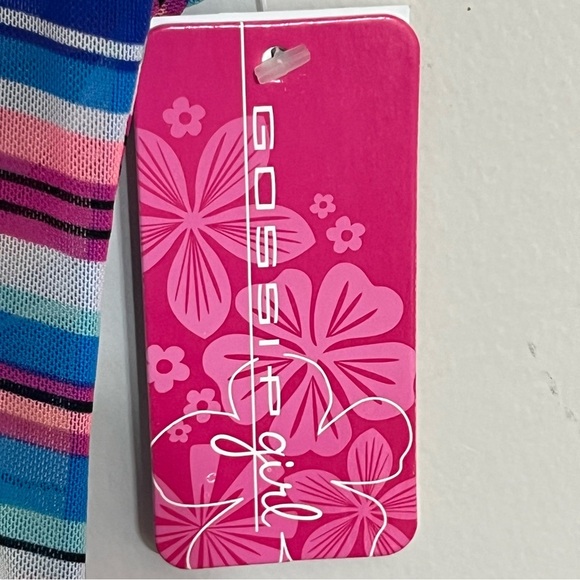 NWT Girls Gossip Girl 1 Piece Swimsuit Striped With Sheer Belly Area Size 8 - Picture 4 of 14